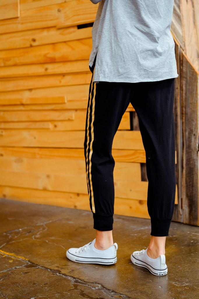 3rd Story Gabby Stripe Jogger Pants Black