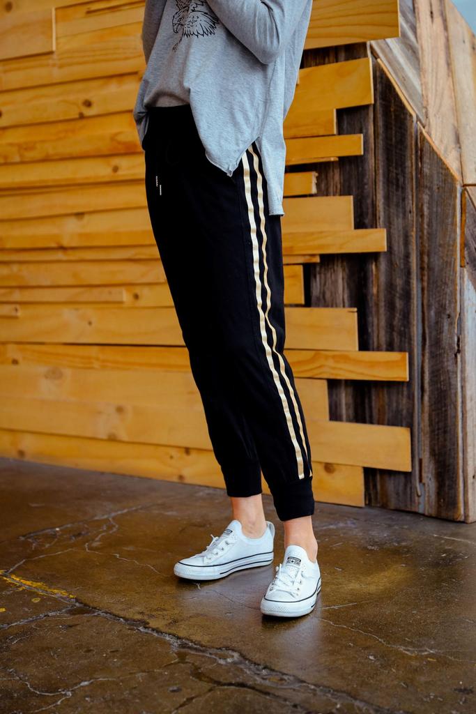3rd Story Gabby Stripe Jogger Pants Black