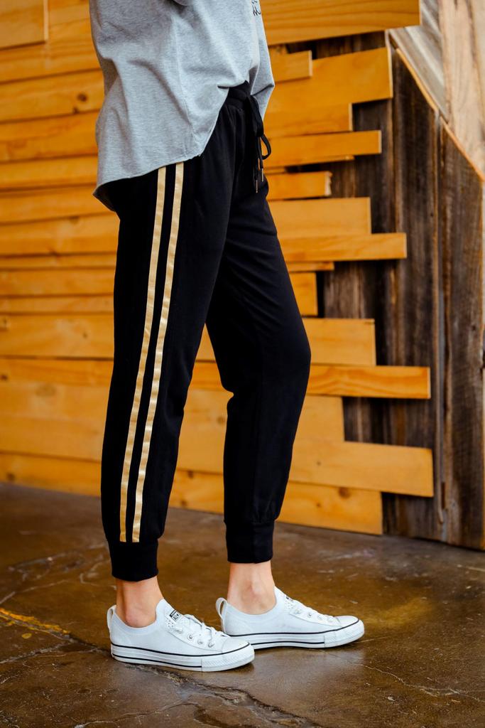 3rd Story Gabby Stripe Jogger Pants Black Ruuska